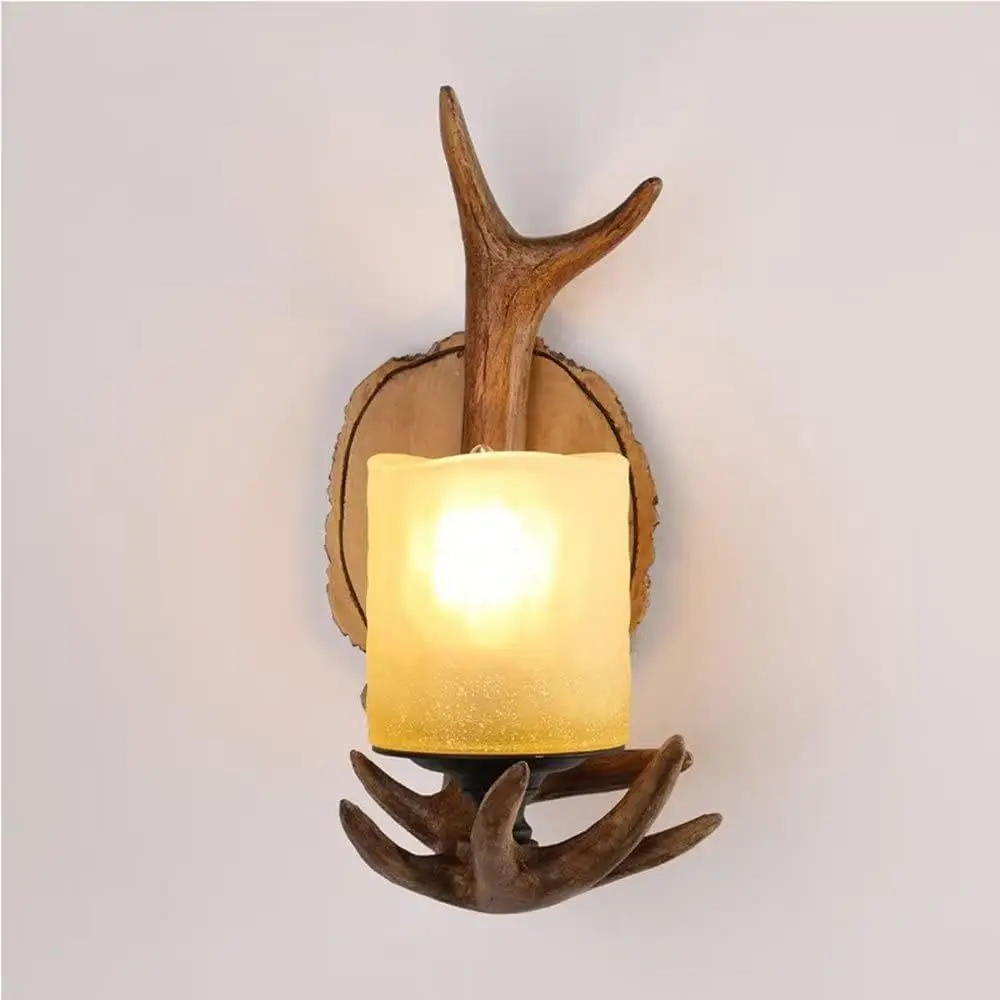 

Antlers wall lamp American retro antlers decorative creative lamps resin wall lamp household bedside lamp mirror headlamp