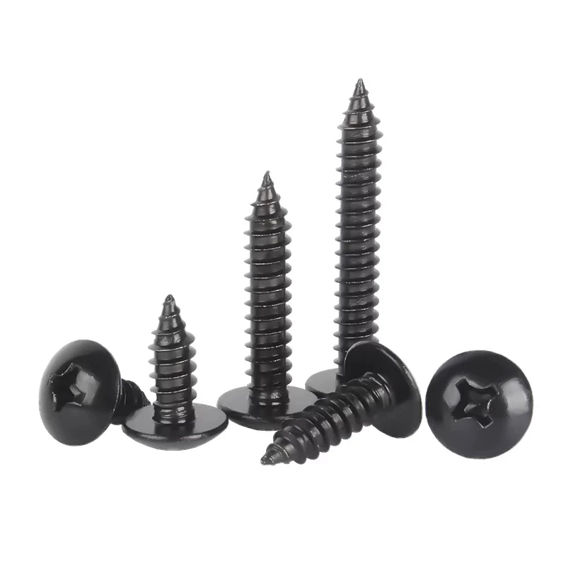 M3 M4 M5 M6 Black 304 Stainless Steel Phillips Recessed Truss Head Self-tapping Screw Cross Mushroom Head Screw Wood Screw