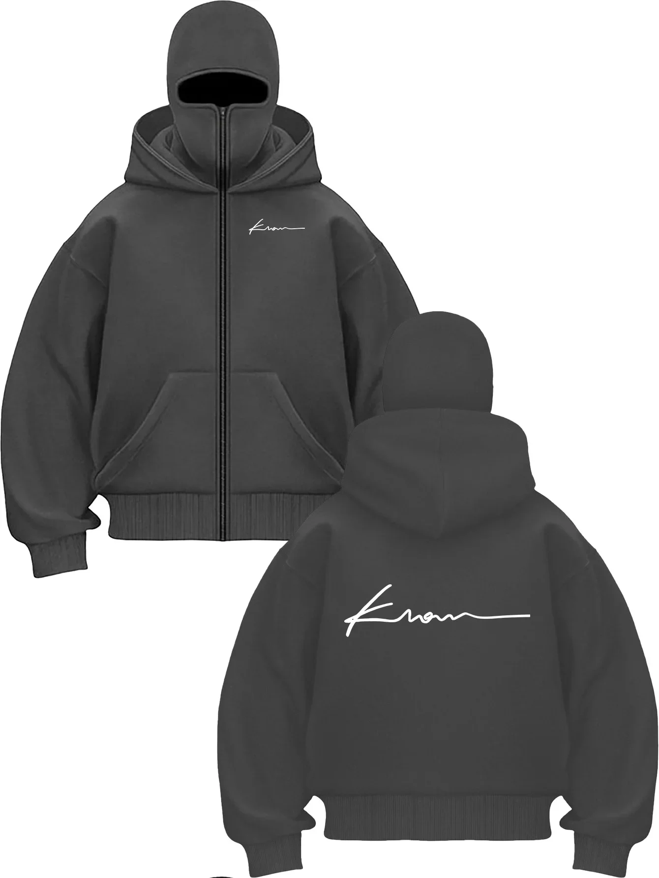 2026 autumn and winter new hooded hood mask men's and women's hoodie, artistic signature font English print casual versatile
