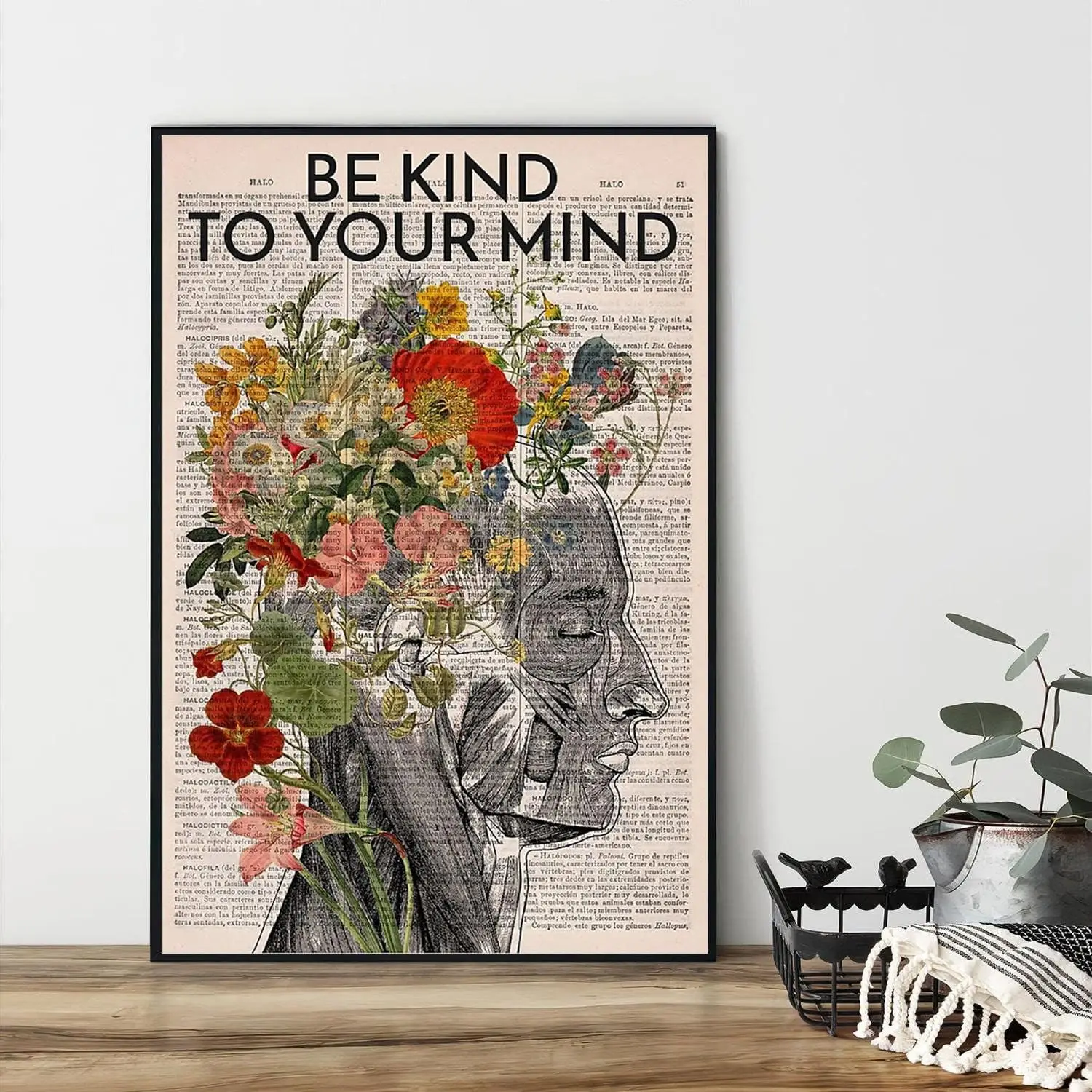 Vintage Metal Tin Sign Be Kind to Your Mind Poster, Mental Health Art, Self Care Awareness, Wall Plaque 8x12 Inch sign
