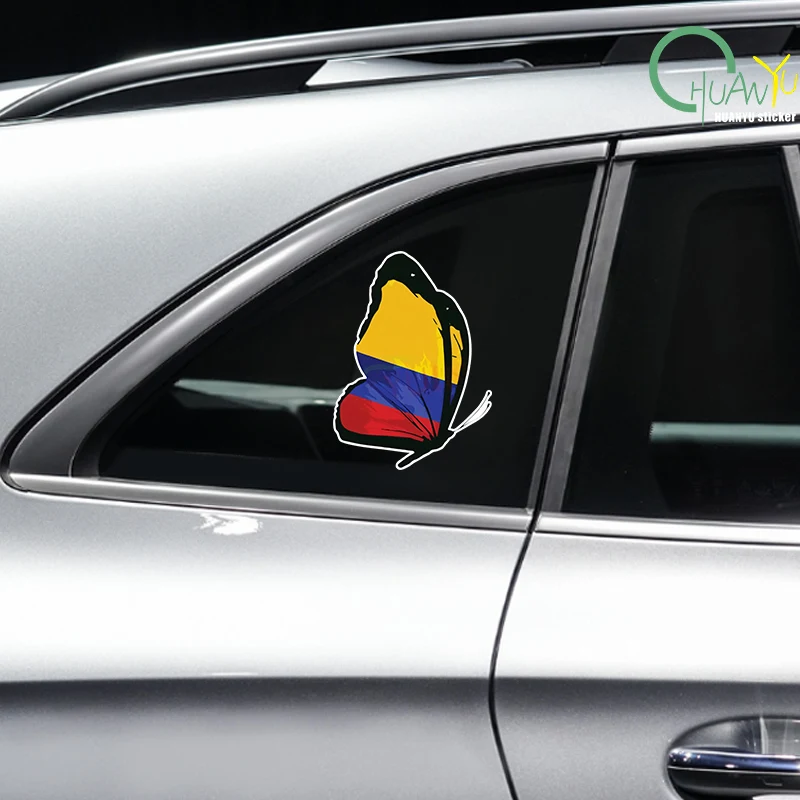 Funny Colombia Flag Butterfly Car Sticker Vinyl Bumper Window Decal Waterproof Car Styling Graphics