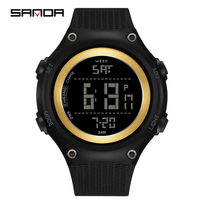 Reloj electrónico SANDA 50 metros resistente al agua + luz nocturna Esfera digital grande reloj deportivo multifuncional a prueba de golpes para exteriores