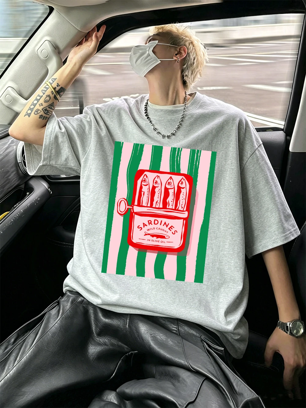 Sardines Wild Caught Prints Mens T-Shirt Cotton Summer Soft Oversized Tops O-Neck Short Sleeve Comfortable Tees Casual Clothes
