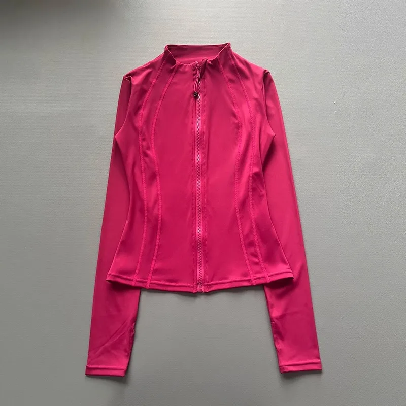 سترة يوجا مقاومة للرياح للنساء - سترة سميكة بياقة واقفة وأكمام طويلة للجري في صالة الألعاب الرياضية/ركوب الدراجات الخريفية مع سريع الجفاف