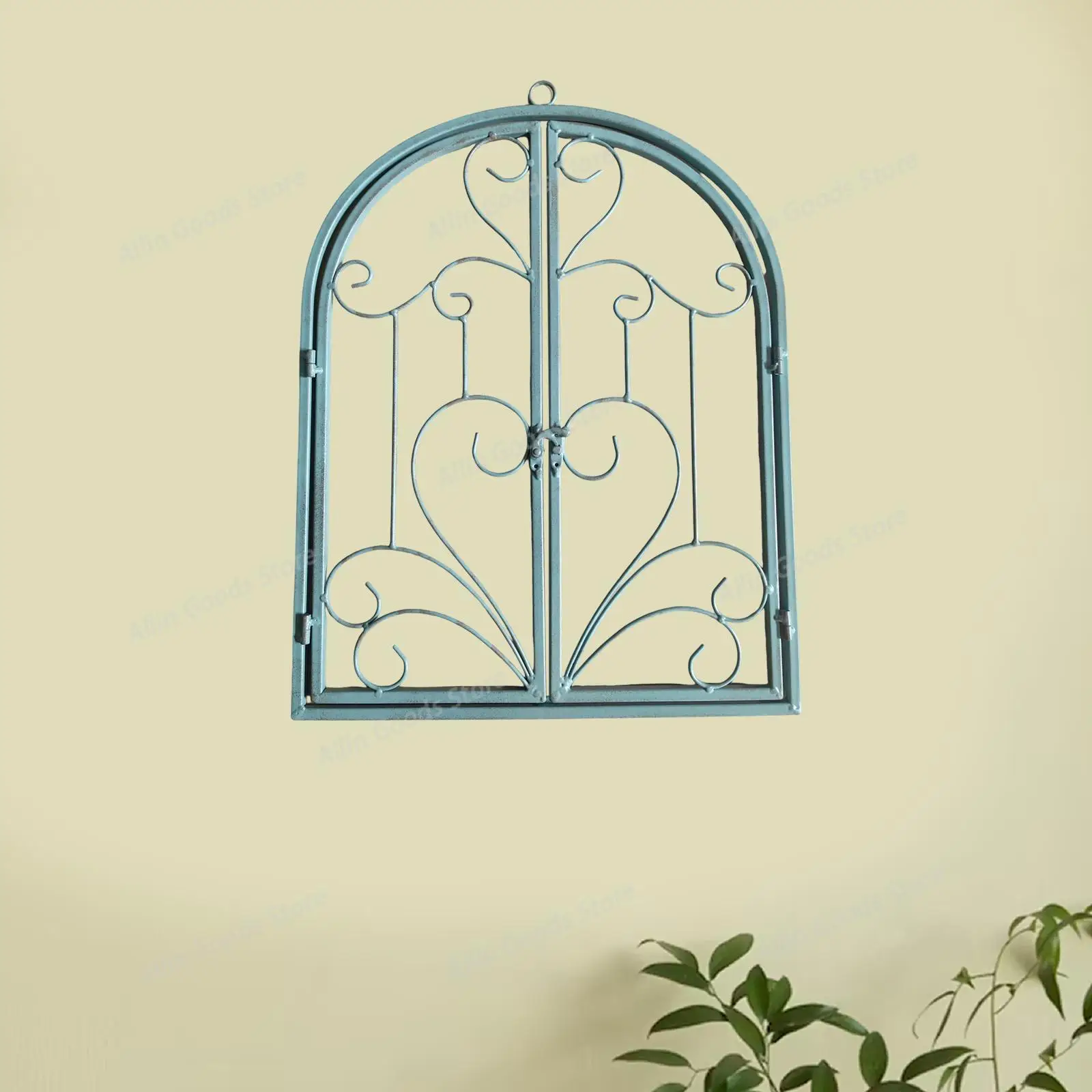 Window Arch Wall Art Wrought Iron Wall Decor Multipurpose Farmhouse Rustic for Home Backyard Office Farm Hallway