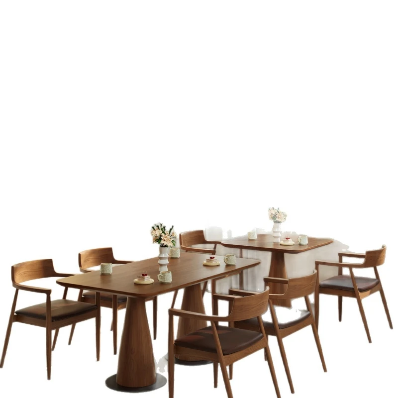 Commercial all-solid wood square table, coffee shop square table, bar lobby shopping mall square table