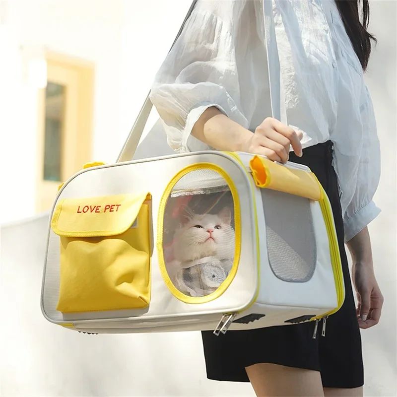 0-6 Kg Cat Pet Airplane Carriers Breathable Mesh Foldable Large Capacity Dog Carrying Bag Outdoor Travel Pets Supplies Handbag