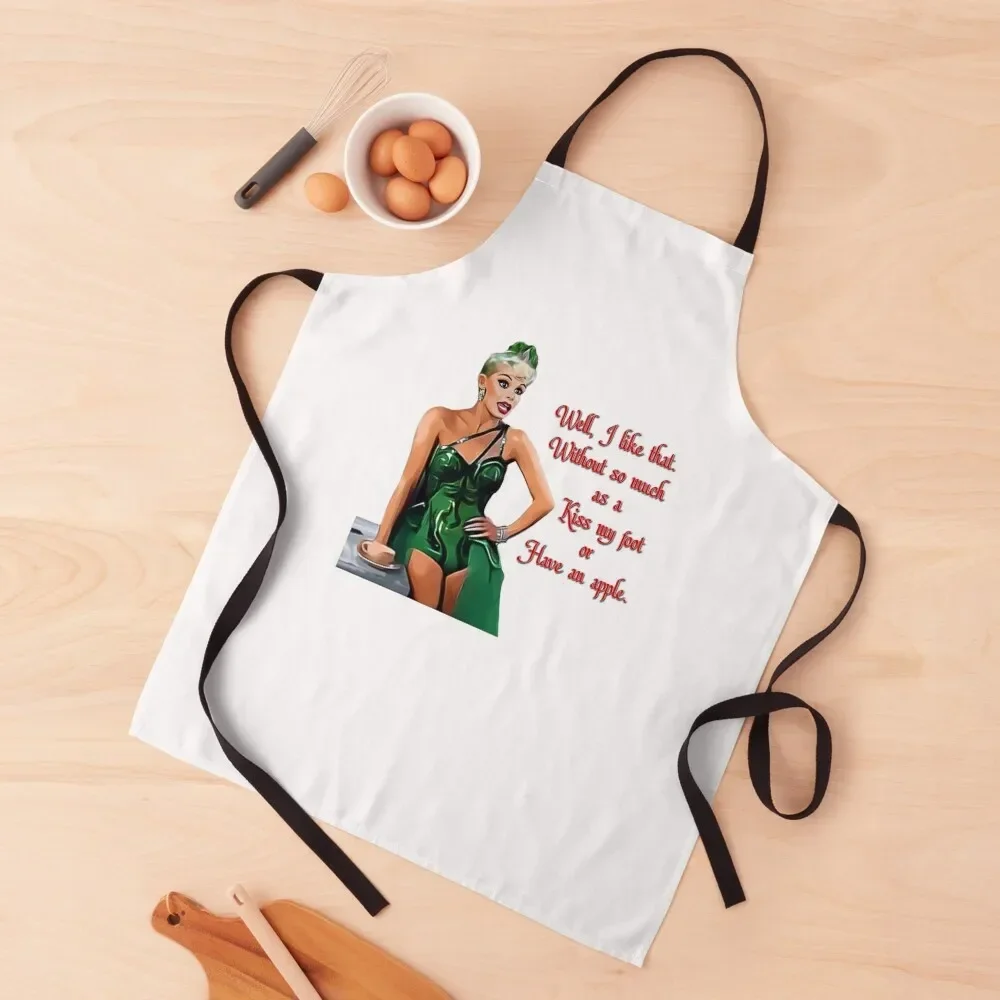 White Christmas - Kiss My Foot or Have an Apple - White Apron Costume Waiter For Kitchen Apron