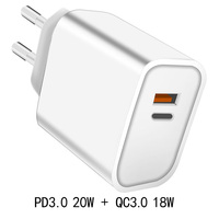 Type C 20W USB-A 18W Fast Charging EU Wall Plug Quick Charger Power Adpater for iPhone 15 16 17 Samsung S25 Mobile Phone Laptop