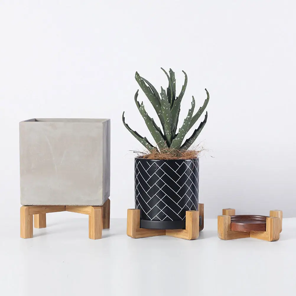 1Pcs Wooden Flowerpot Holder Plant Pot Stand for Succulents Cactus Fiddle Leaf Fig Rustic Natural Balcony Garden Office Display