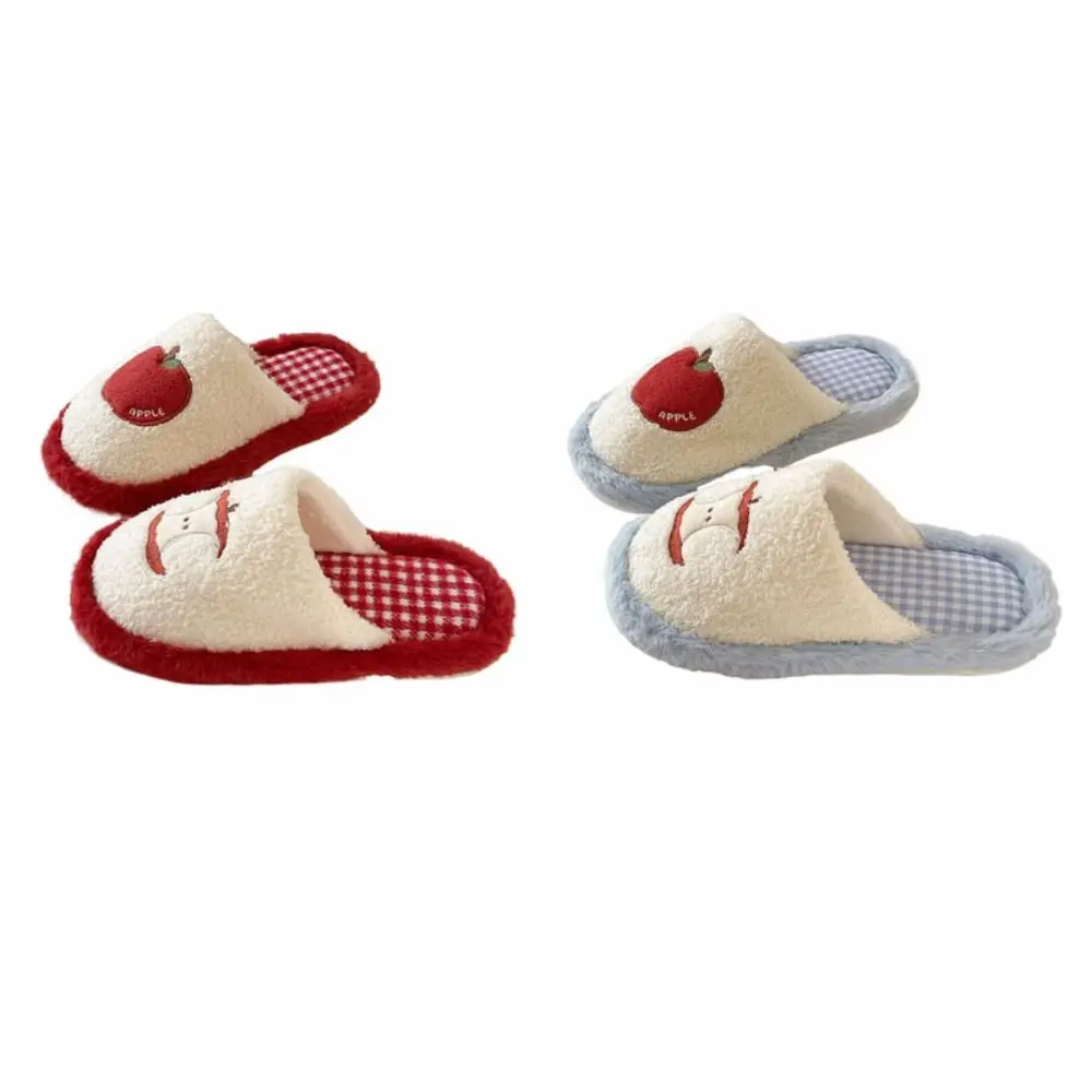 موضة شبكة شريط لطيف نعال قماش نعل سميك عدم الانزلاق الفاكهة نعال قماش عادية لينة الشتاء الشرائح النساء المنزل