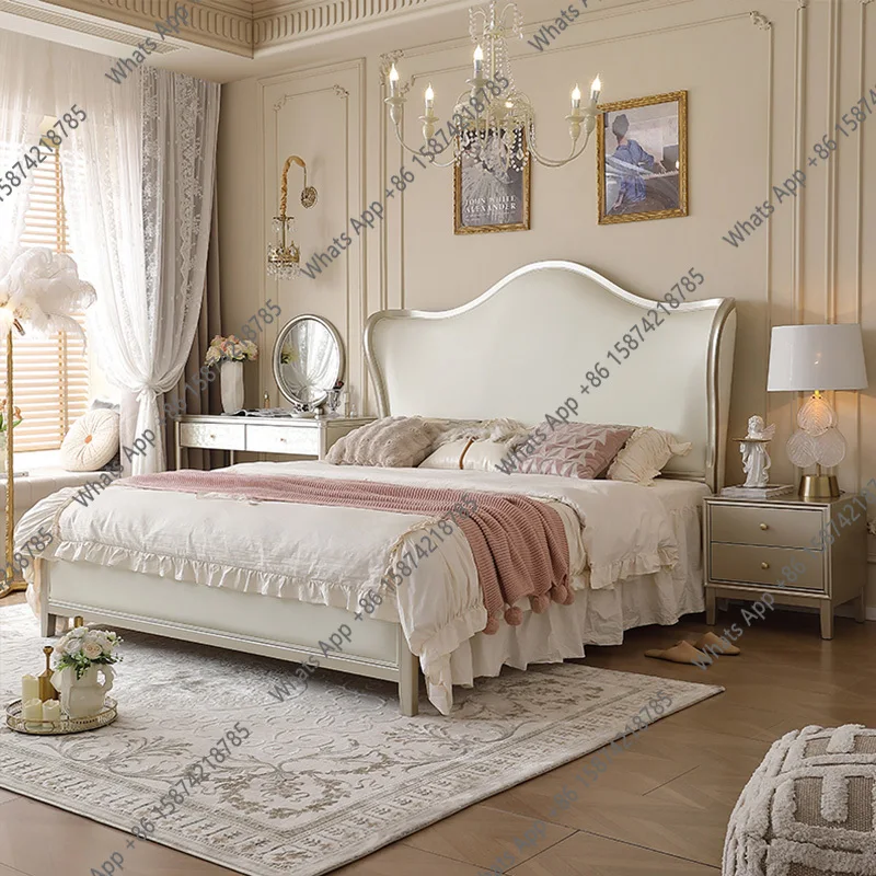 American light luxury solid wood bed 1.8 meters master bedroom big bed high-end bedroom ingot bed princess wedding French double