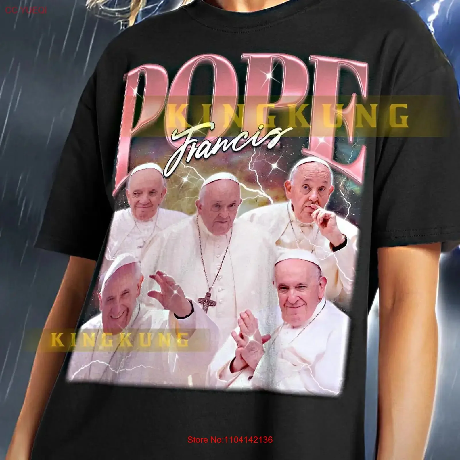 POPE FRANCIS T Shirt Retro Bootleg Vatican Religious Figure SweaT saf vintage Washed Stretched Versatile homme Comfortable