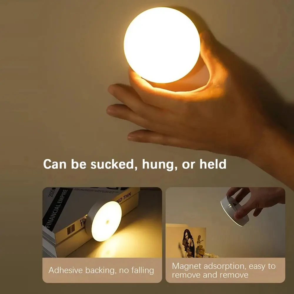 LED Night Light Portable Rechargeable Motion Sensor Lamp Household Smart Magnetic Body Induction Lamp Porch Stair Light