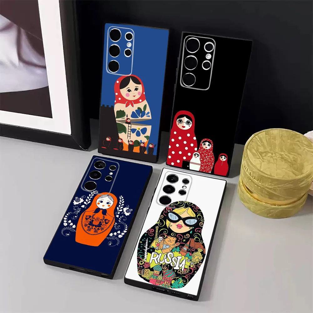 

Russian Dolls Matryoshka Phone Case For Samsung S24,23,22,30,21,10,9,Ultra,Plus,Lite,FE,5G Black Soft Case