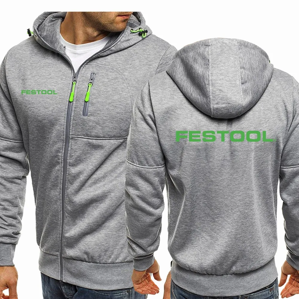 2023New Spring Autumn Men\'s Fashion Festool Tools Hoodied Long Sleeve Zipper Cotton Hip-Hop Harajuku Hoody Casual Jacket