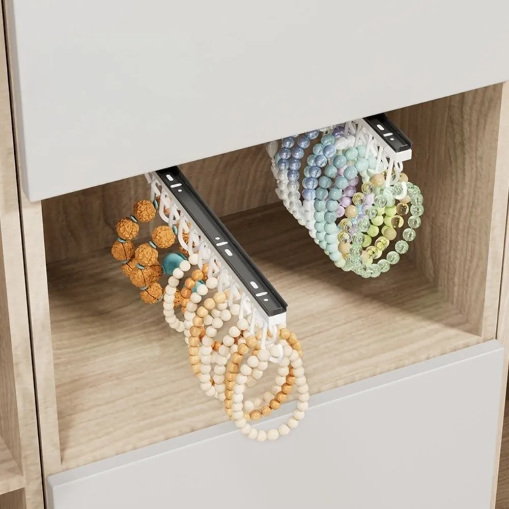 Push and Pull Sliding Rail S Hooks Stainless Steel Non Punching Wall-mounted Jewelry Display Anti-Tangle Plastic