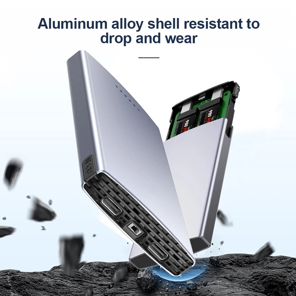 Dual Bay M.2 SSD Case Type C USB3.2 10Gbps HDD محطة إرساء SATA NVME NGFF بروتوكول مزدوج SSD الضميمة 16 تيرا بايت محول للكمبيوتر الشخصي