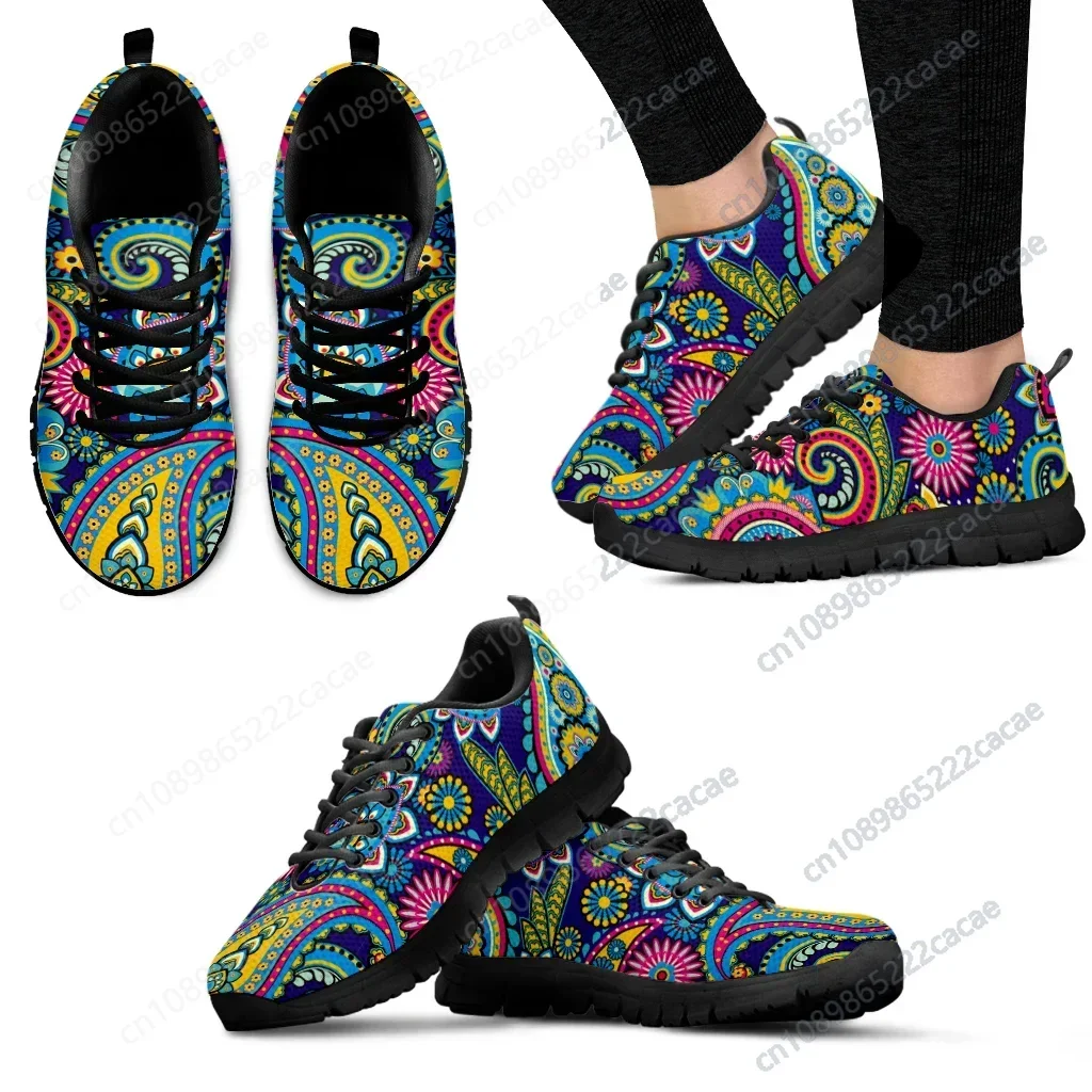 Luxury Brand Bohemia Mandala Flower Print Casual Sneakers for Women Comfortable Air Flat Shoes Femme Lace up Zapatos