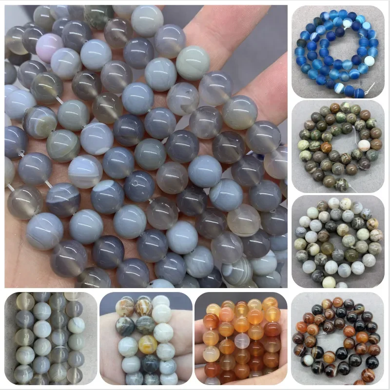 Wholesale Spacer Beads for Bracelet Making Nature Agate beads Round Bead Jewelry Handmade 6/8/10mm