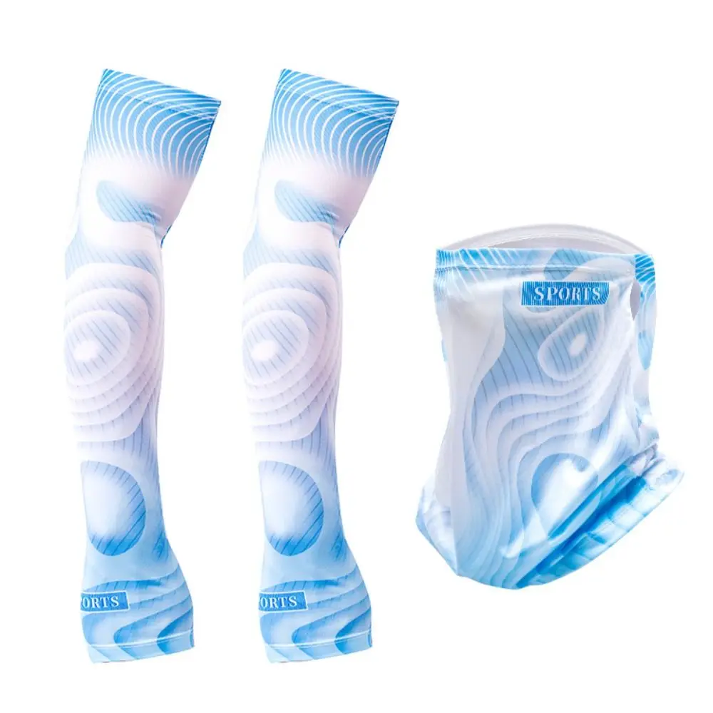 

Ice Silk Sunscreen Mask Anti-UV Bandana Arm Cover Mask Set Sleeve Cover Neck Protection Hanging Ear Face Cover Male/Female