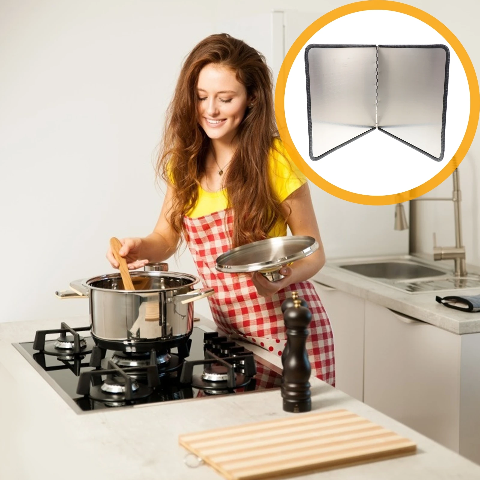 Stainless Steel Oil Splash Baffle Grease Splatter Guard Easy Clean Kitchen Tool Silver Practical Cookware Foldable Protective