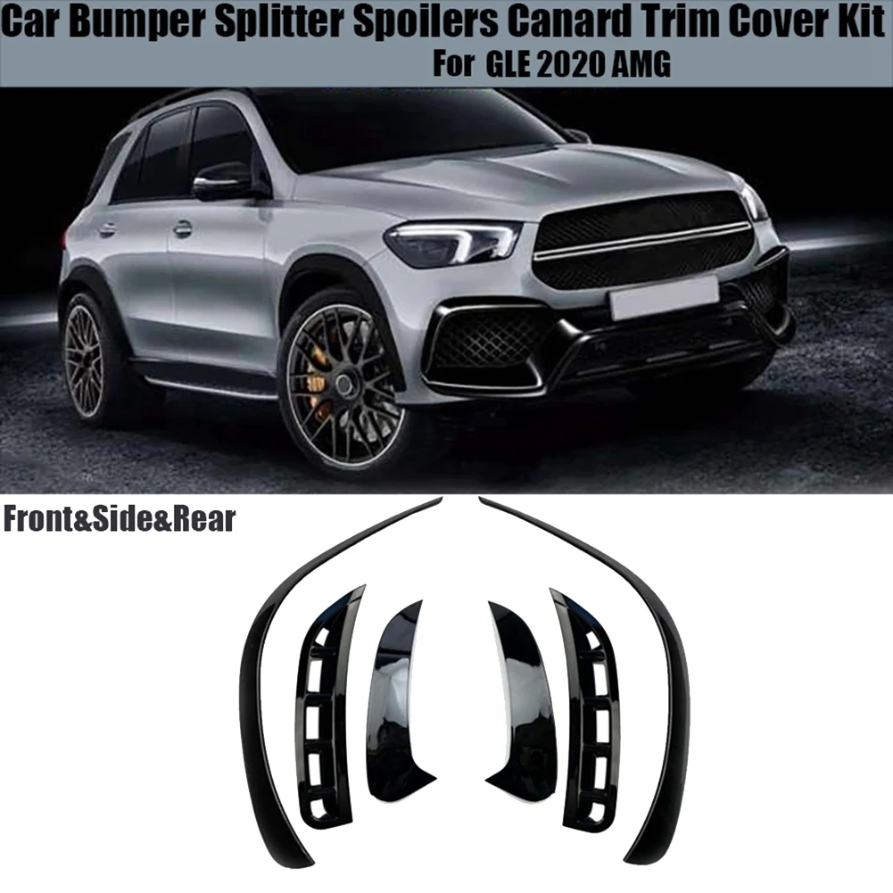 6Pcs Car Front&Rear Bumper Splitter Spoilers Trim for Mercedes-Benz GLE W167 2020 AMG Gloss