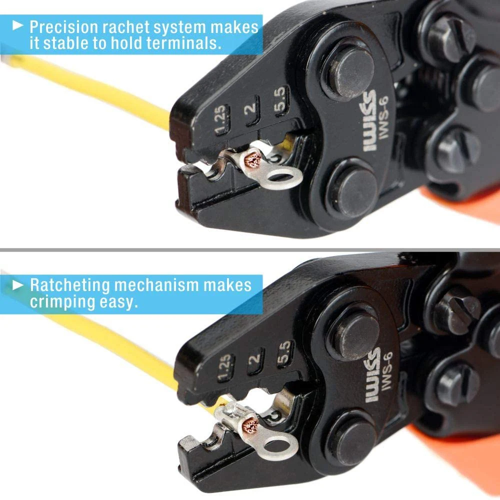 Imagem -03 - Iwiss-ferramenta de Crimpagem Não Isolada Mini Alicate de Mão Butt Spice Open Plug Connectors Awg1610 Terminais Não Isolados