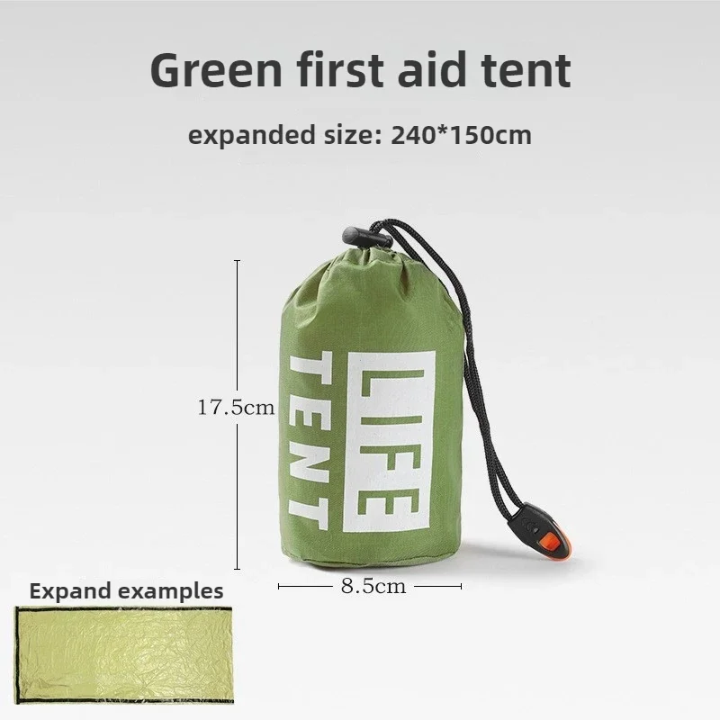 Camping al aire libre impermeable SOS 2 personas refugio de emergencia tienda de supervivencia Kit Mylar tubo tienda saco de dormir
