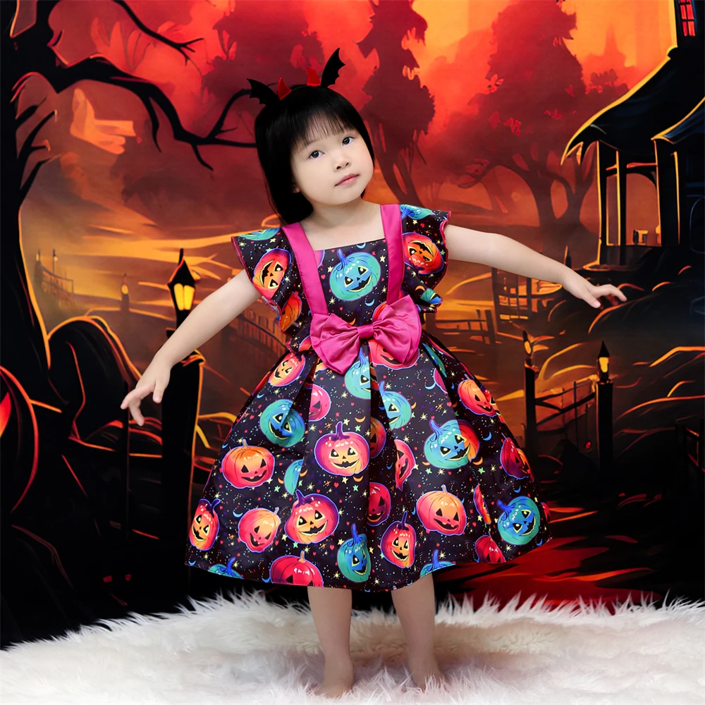 Halloween Pumpkin Ghost Costumes for Girl Carnival Cosplay Christmas Costume Birthday Party Girls Dress Gothic Prom Kids Clothes