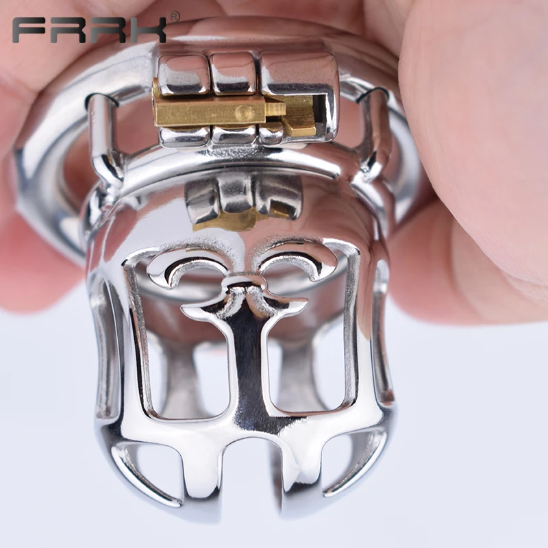 FRRK Male Chastity Cage Sex Toys Discreet Package Femboy Cock Lock Device Penis Rings with Bondage Belt Men\'s Erotic Products