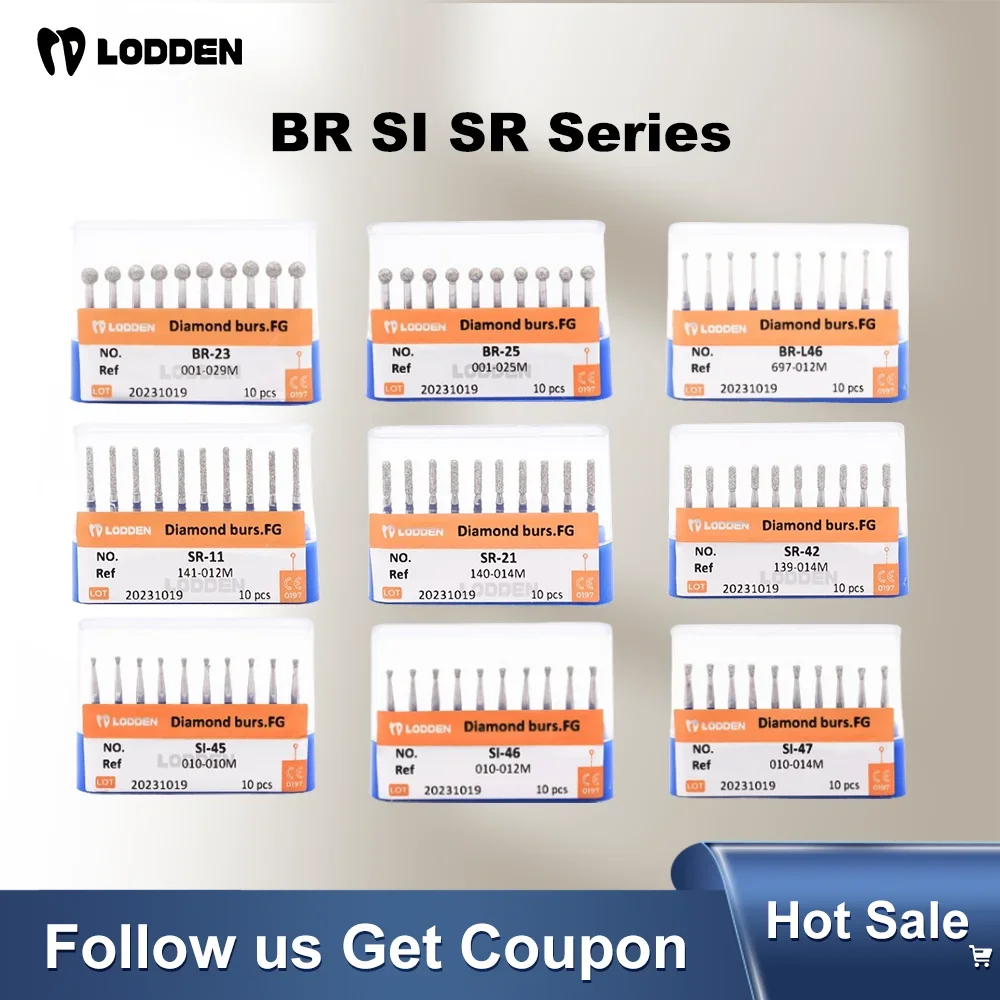 Dental Diamond Burs FG RA Drill 10Pcs High Speed Stomatology Department Dentistry Dental Lab Polishing Grinding Tools BR SI SR