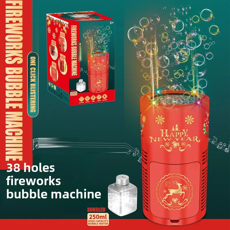 Maszyna do robienia bańek mydlanych z 38 otworami, elektroniczna, automatyczna, na podłogę, prezenty świąteczne, zabawki świąteczne.