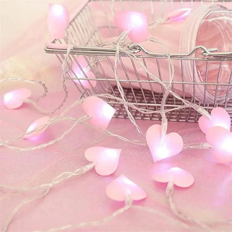 1.5M 3M Heart Shaped Fairy Lights LED Pink Blue Love String Lights Valentines Day Home Lighting Xmas Garland Wedding Decoration