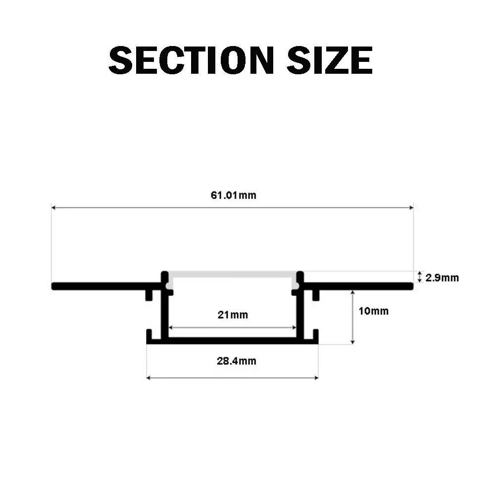 Plaster-in LED Aluminum Channel 6-Pack 3.3ft with Flange for LED Strip, Drywall Aluminum Profile Clip-in Diffuser and End Caps