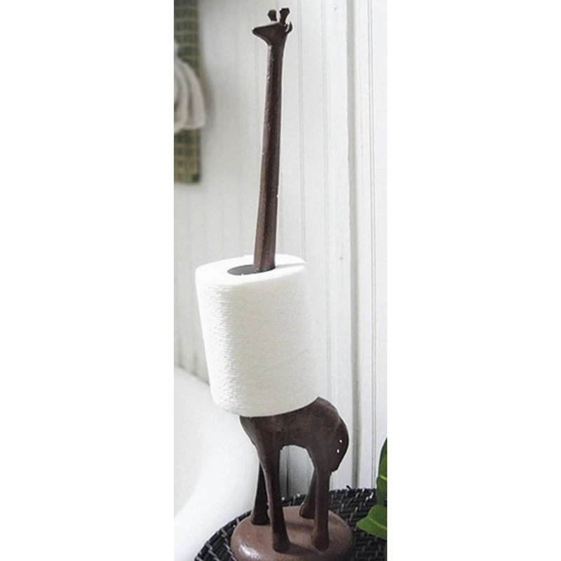 Cast Iron Toilet Tissue Holder, Freestanding Giraffe Paper Towel Holder, Decorative Paper Stand For Bathroom Easy Install