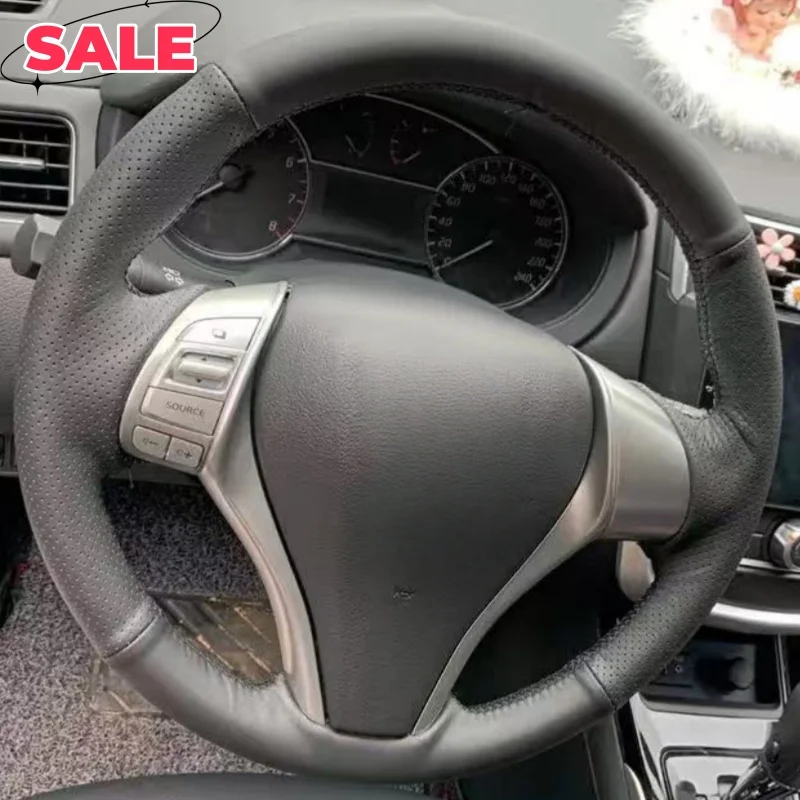 

Custom Hand-stitched Black Microfiber Leather Steering Wheel Cover For Nissan Teana Altima X-Trail Qashqai 2014 2015 2016 2017