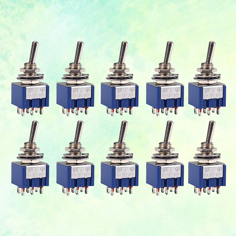 

10pcs 6 Feet On-On Spdt 2 Position Latching Toggle Switch 6A 125V Blue Low High Voltage Motor Light Control Guitar
