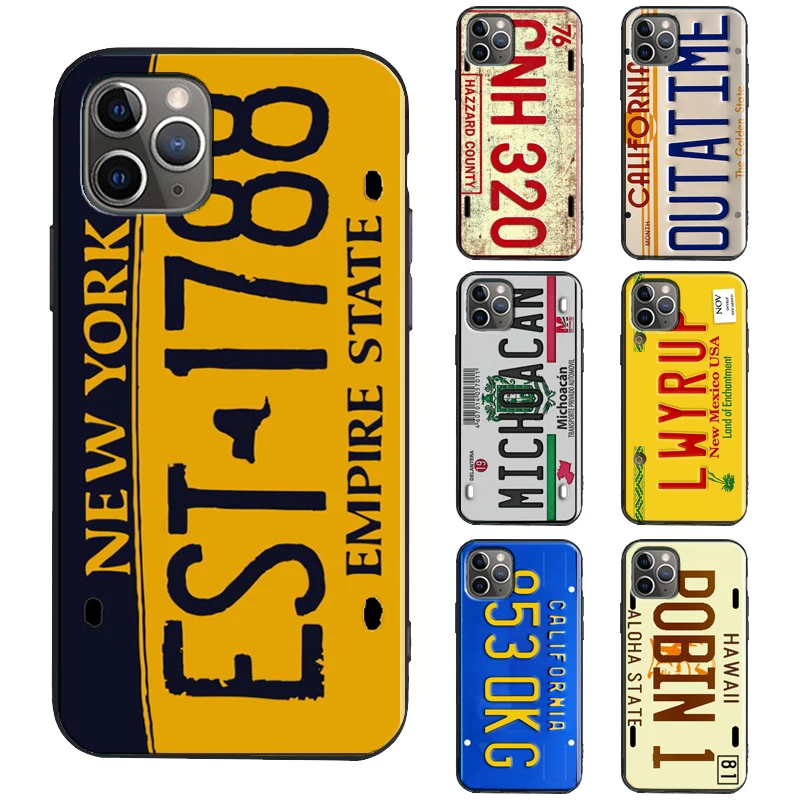 License Plate Number TPU Case For iPhone 13 11 14 12 15 16 Pro Max mini XR X XS Max Plus Cover Funda