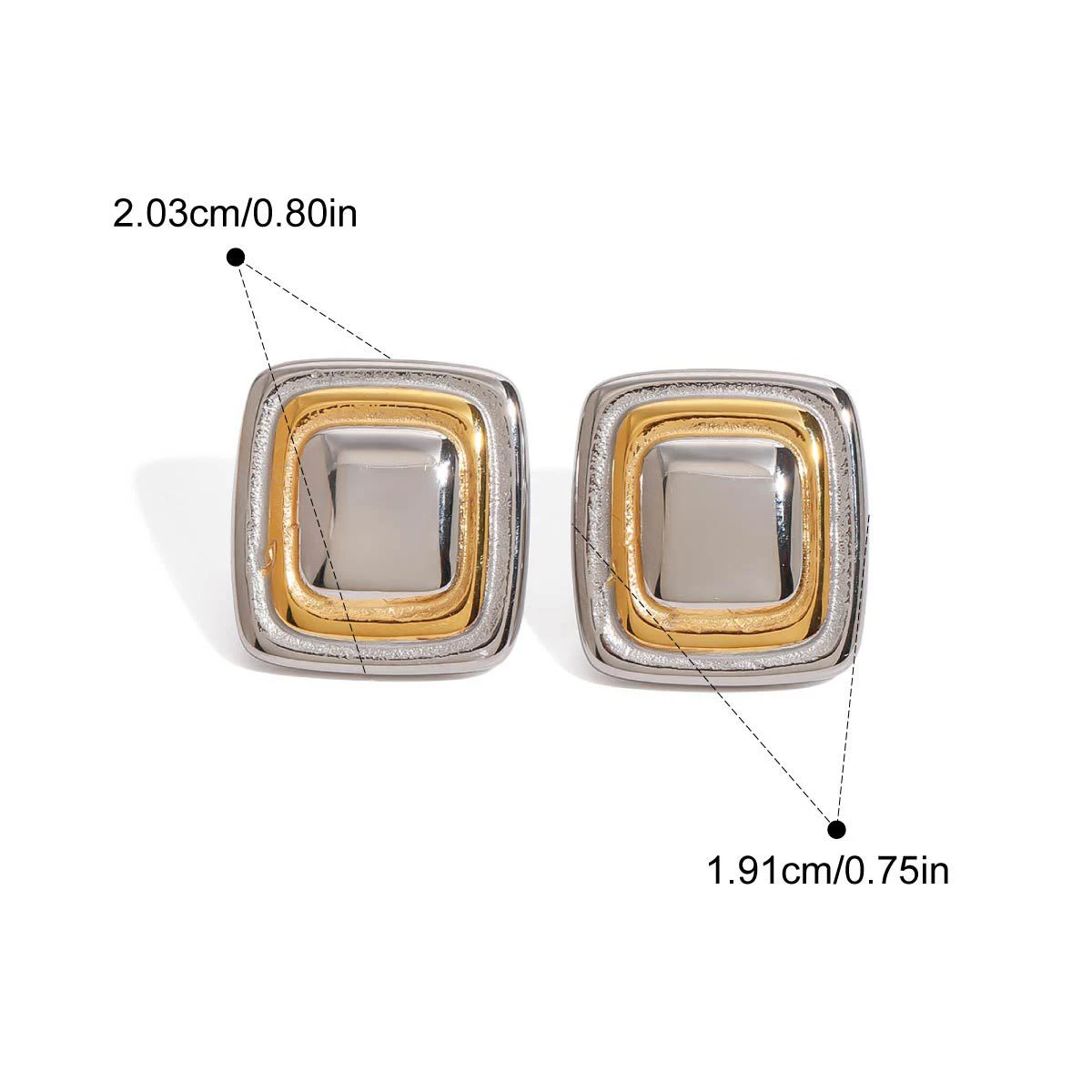 يوري جودة عالية الحد الأدنى أنيق الفولاذ المقاوم للصدأ ساحة وأقراط مقاوم للماء 18K PVD مطلي سحر شيك مجوهرات النساء جوهرة