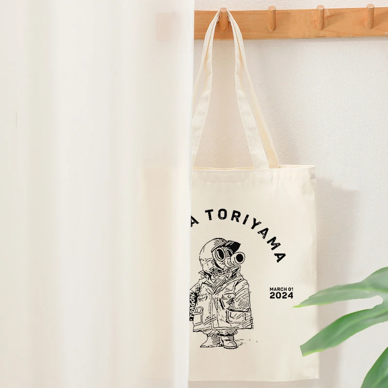 Goodbye Goku Memorial Rip Akira Toriyama 1955 - 2024 Pattern Tote Bag Canvas Shoulder Bag for Ladys Travel Reusable Shopping Bag