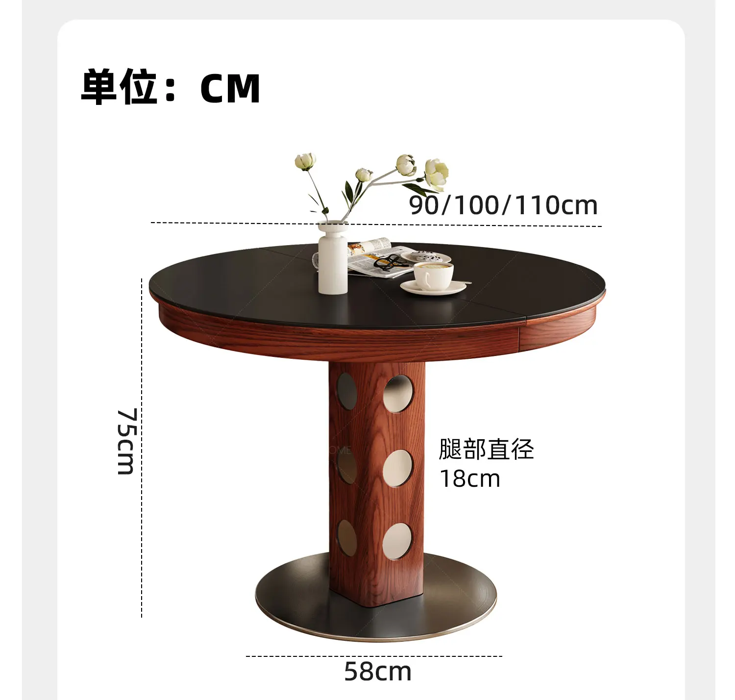 طاولة طعام قابلة للسحب بيضاوية قابلة للطي من ألواح الصخور، شقة منزلية صغيرة، طاولة مستديرة من القرون الوسطى من باوهاوس