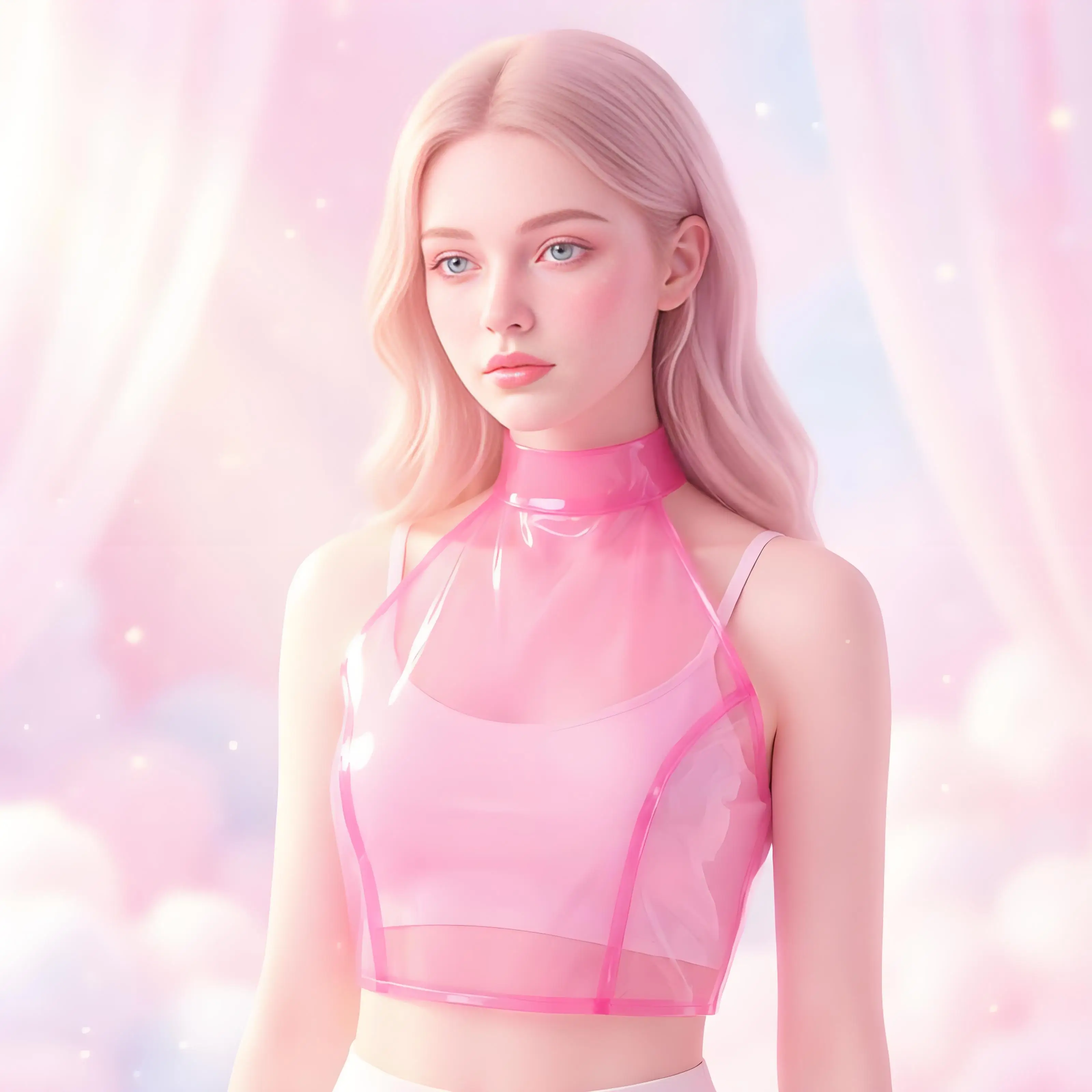 Women Waterproof Crop Top Rave Party Music Festival Singer Dance Cropped Tops See Through Transparent Halter Backless Tank Top