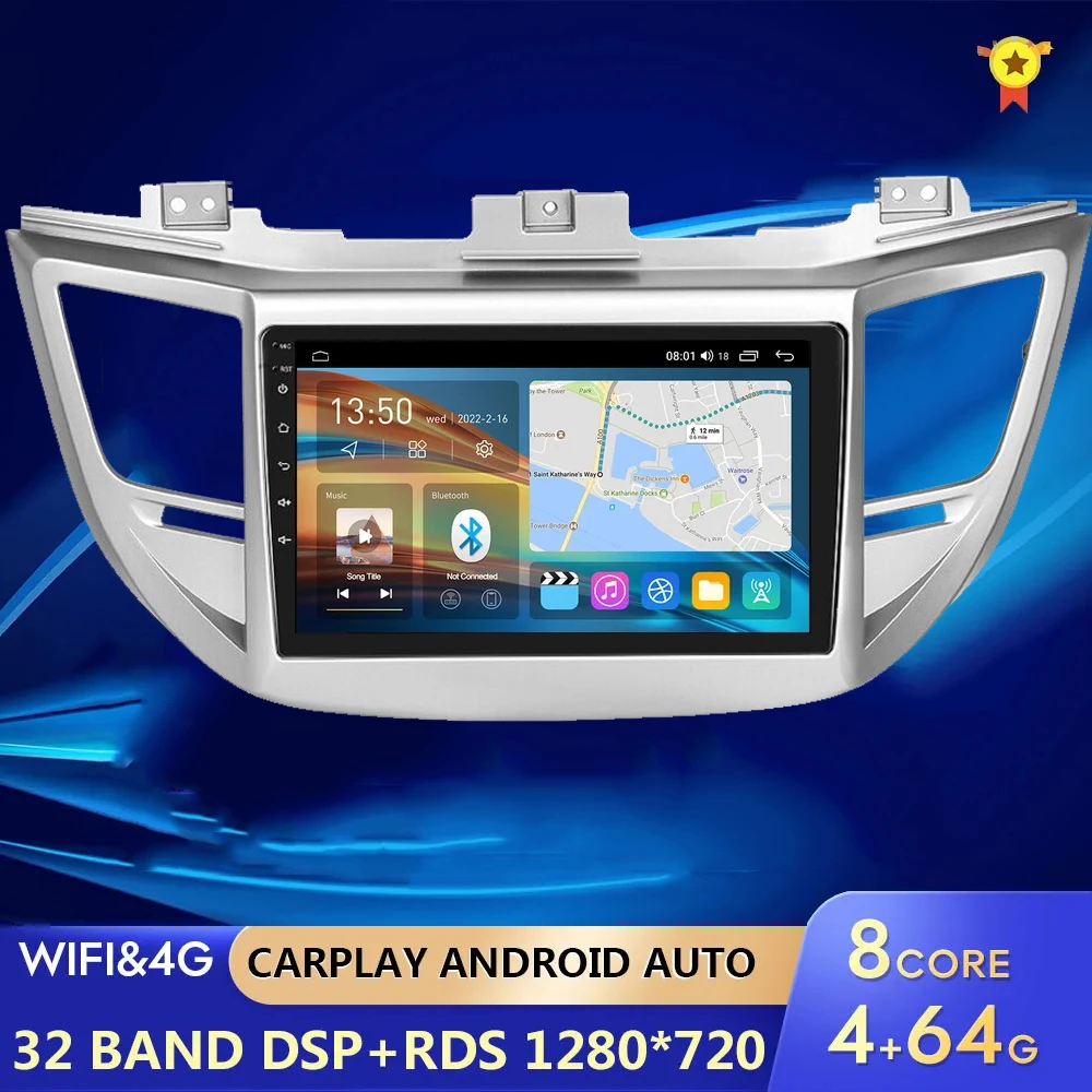 

9"Inch Android 14.0 2Din Car Radio Multimedia Video Player Navigation GPS For Hyundai Tucson IX35 3 2015 2016-2018 Head Unit dsp