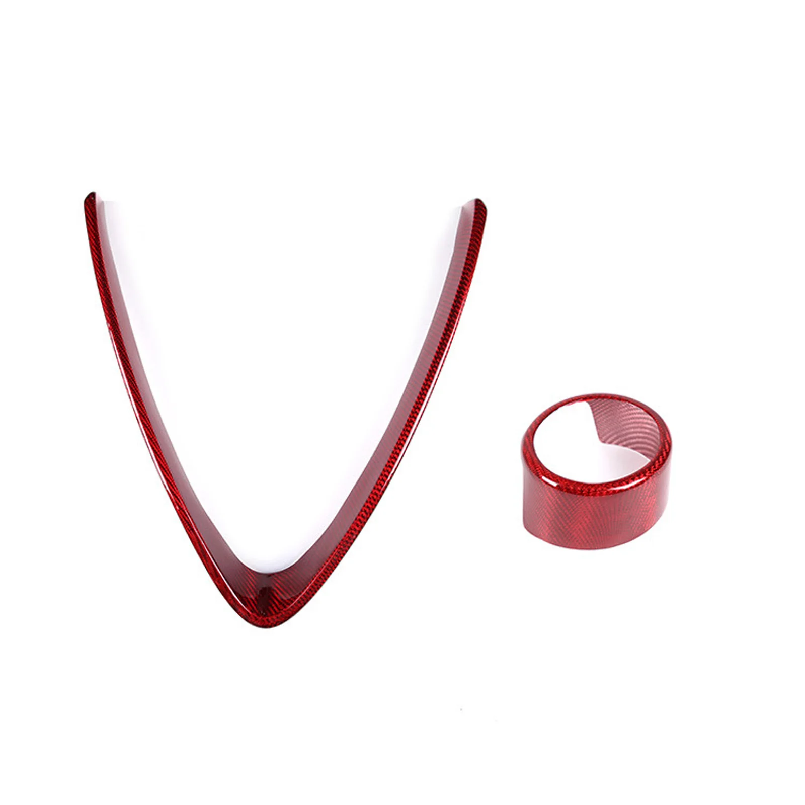 

Front Grille Decoration Frame V Shape Red Carbon Fiber Sticker Cover for Alfa Romeo Stelvio 2017 2018 2019 2020