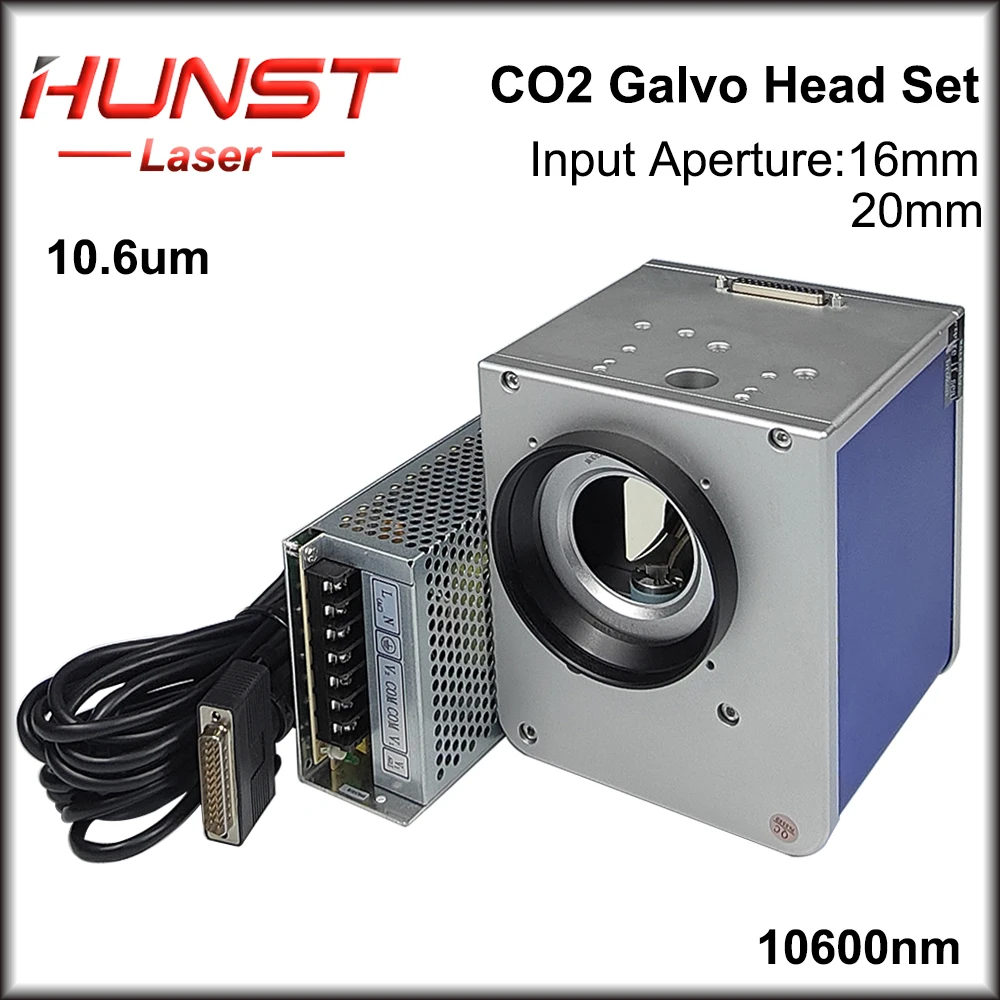 Hunst CO2 Laser Marking Machine Scanning Galvo Head 10.6um 10600nm Input Aperture 16/20mm Galvanometer Scanner with Power Supply