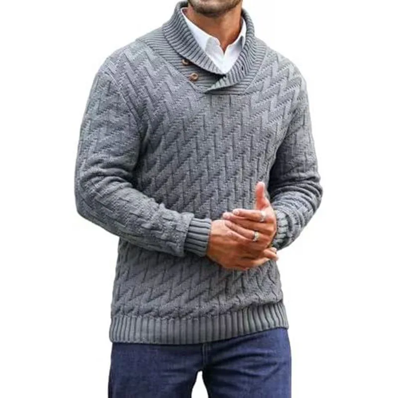 European American Men's Sweater Knitted Pullover Fashion Round Neck Slim Sweater Men's Clothing