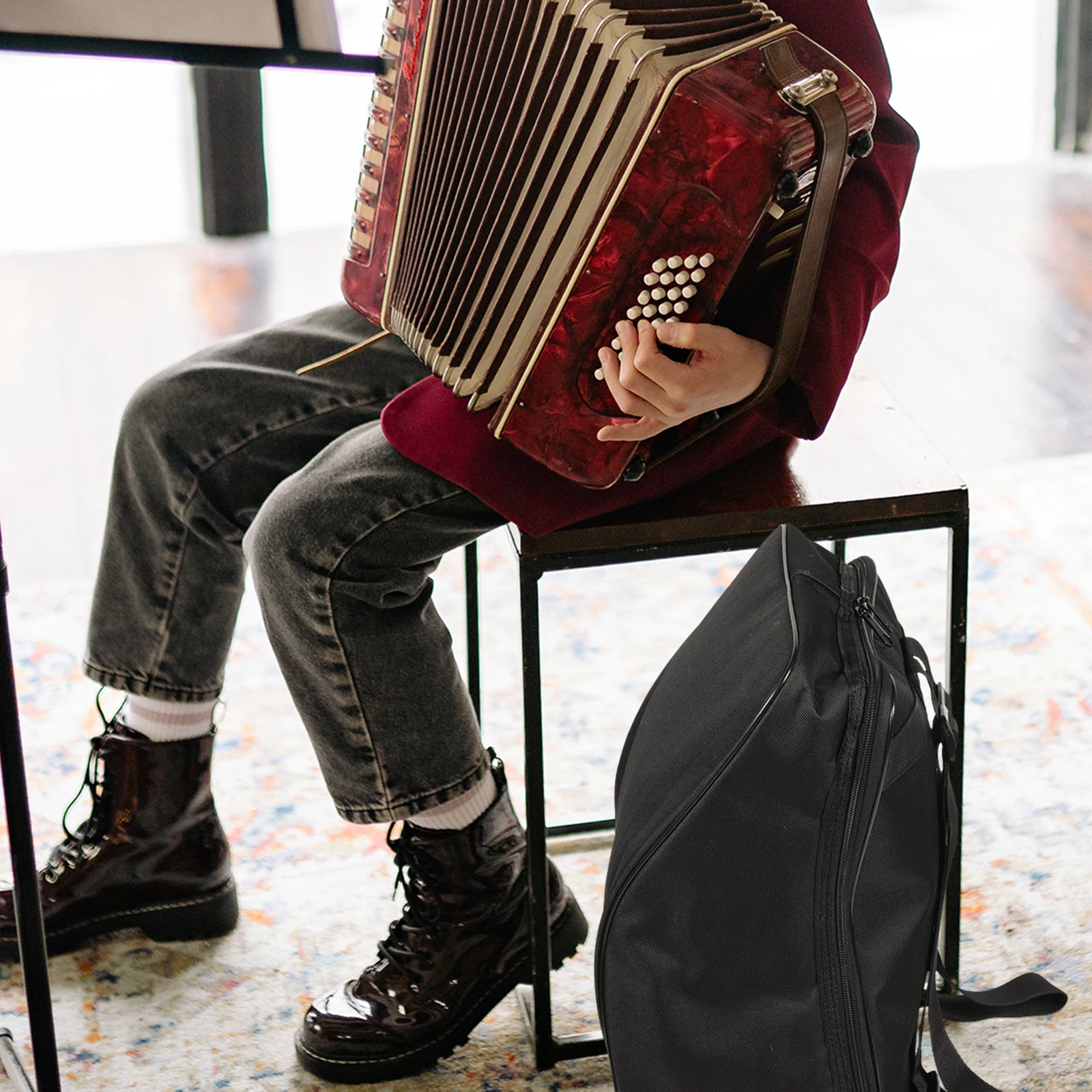 

Waterproof Portable 8-Bass Accordion Bag With Adjustable Shoulder Strap Dustproof Storage Pouch For Concert Church School