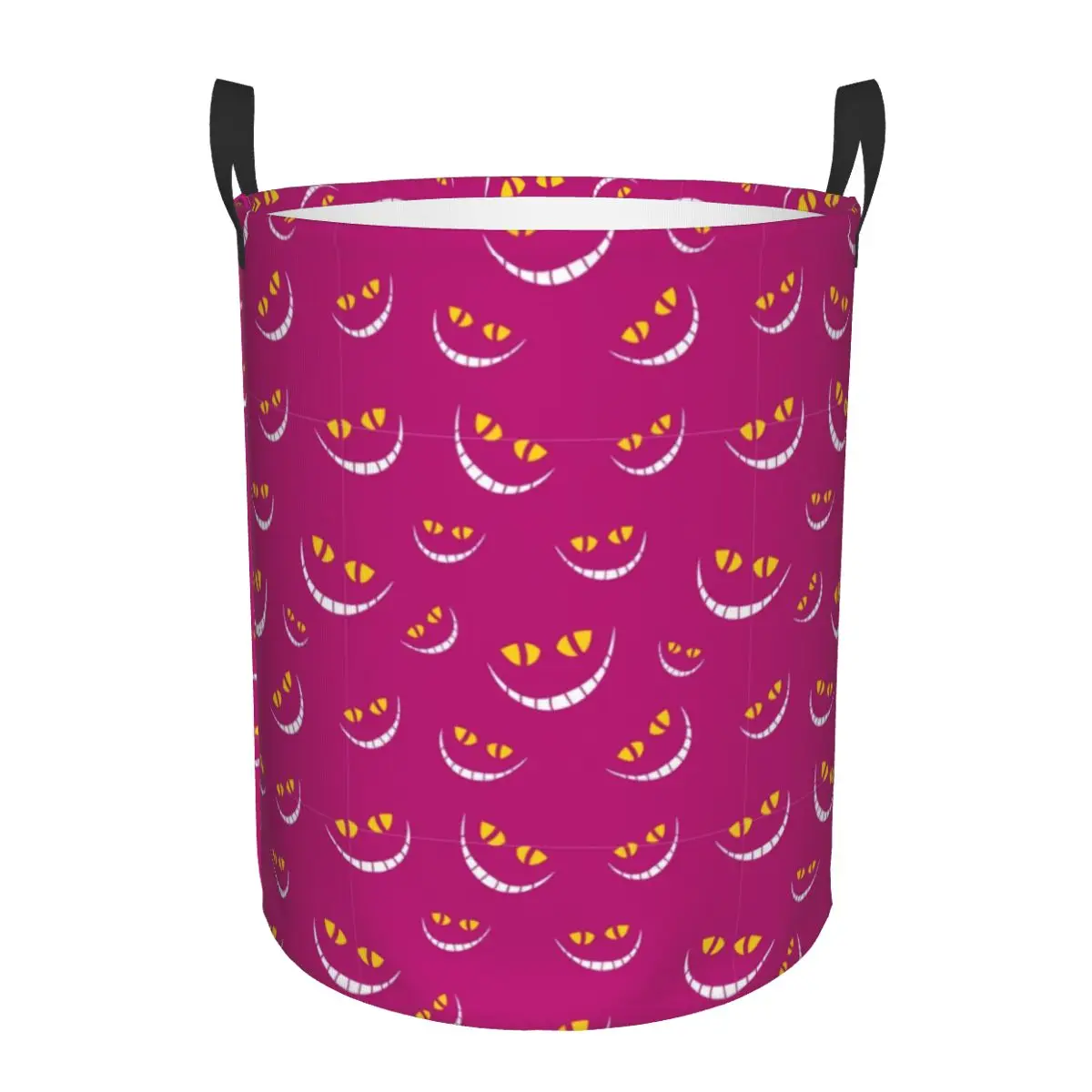 Custom Cheshire Cat Grin Pattern Laundry Hamper Large Clothes Storage Basket Toy Bin Organizer for Nursery