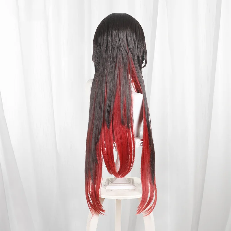 Peluca de Cosplay de noche larga de Geisha Game Identity V, pelo de personaje de Anime degradado negro y rojo para fiesta de Comicon, mujeres y hombres adultos